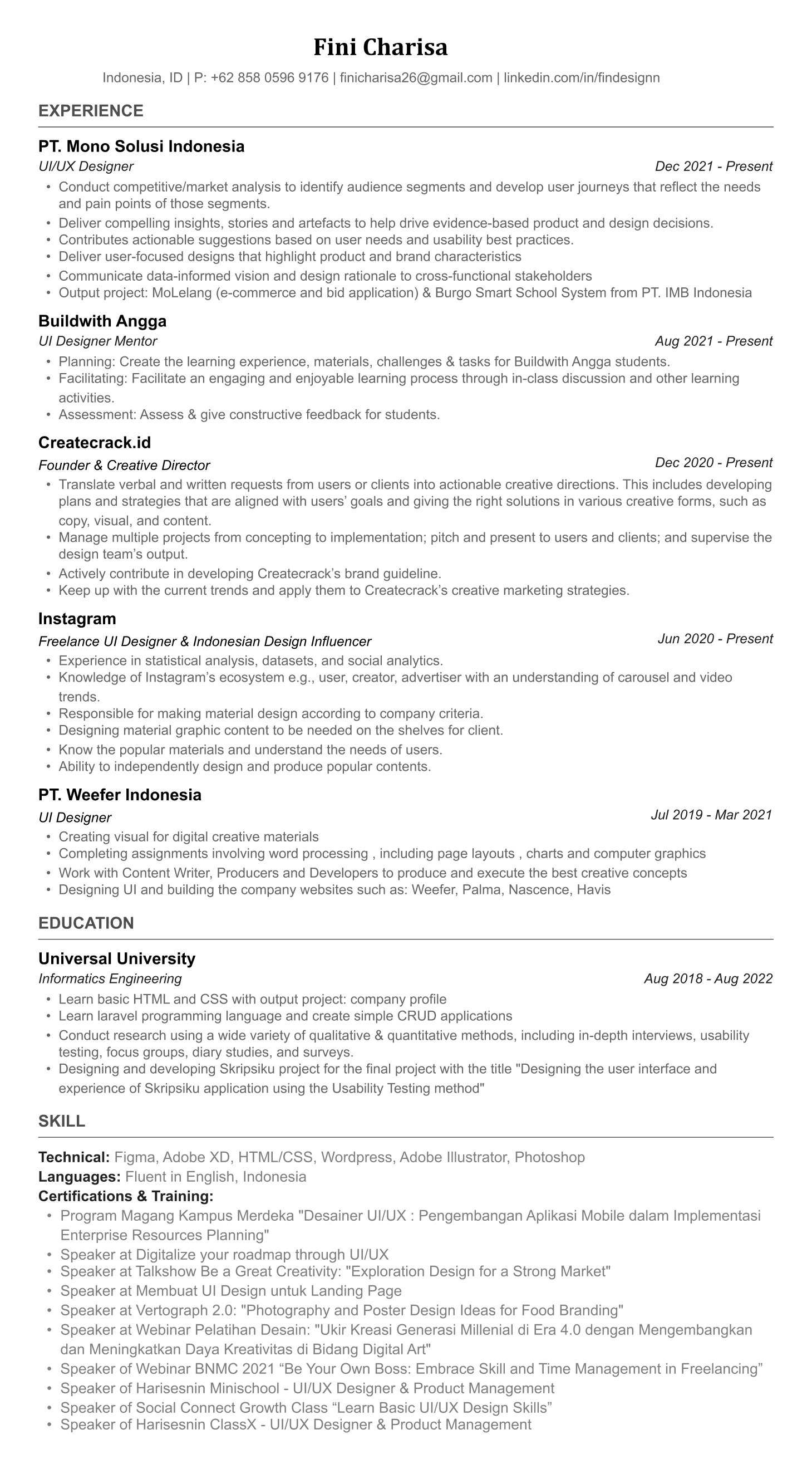 Alternative Resume Sample